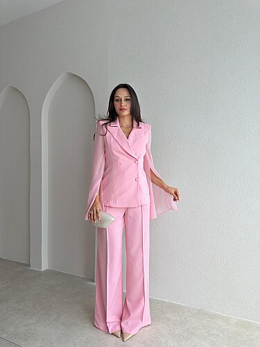 LİAM Tül Kol Detaylı Takım 4184 - Pembe - 1