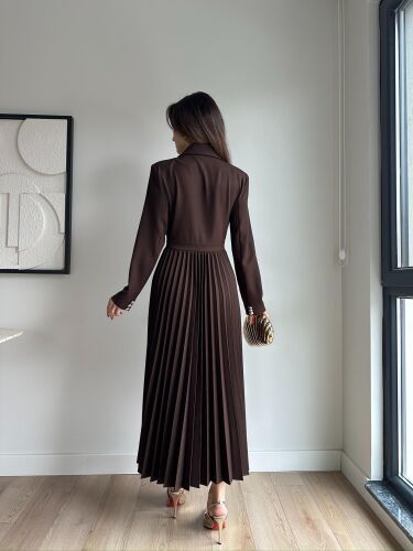 LİLABELLA Maxi Elbise 7441 - Acı Kahve - 4