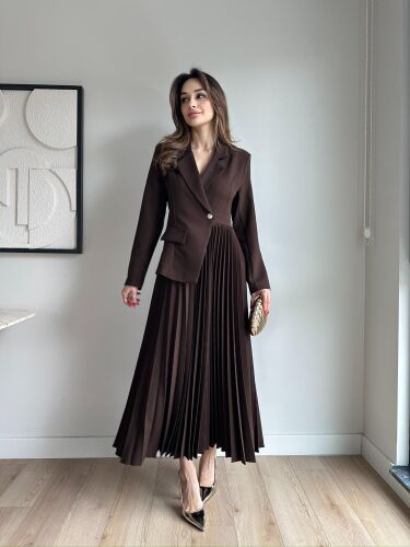 LİLABELLA Maxi Elbise 7441 - Acı Kahve - 3