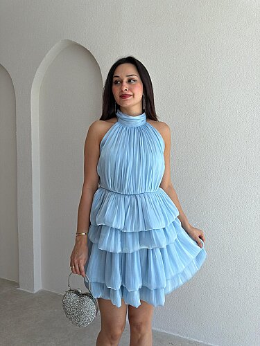 LİLOU Halter Yaka Takım 3569 - Bebe Mavisi - 1
