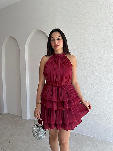 LİLOU Halter Yaka Takım 3569 - Bordo - 1