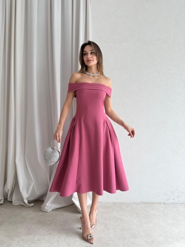 LODA Midi Elbise 5042 - Pembe - 1