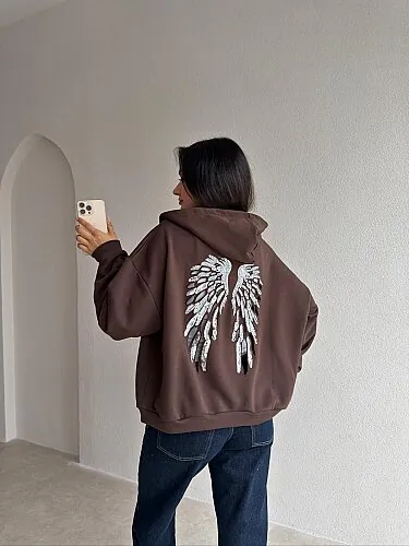  LOKİ Sırt Detaylı Hırka 4305 - Acı Kahve - Mooi Butik