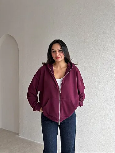LOKİ Sırt Detaylı Hırka 4305 - Bordo - Mooi Butik