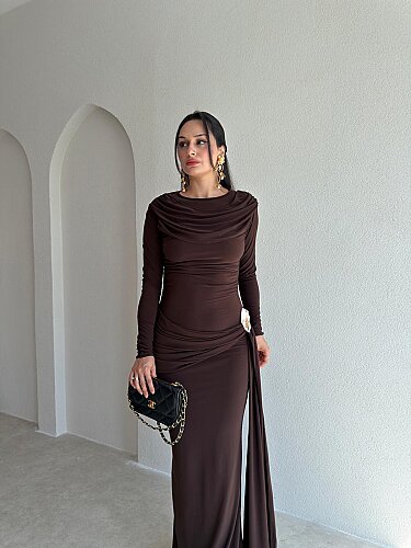 LOST Maxi Elbise 8644 - Acı Kahve · 2