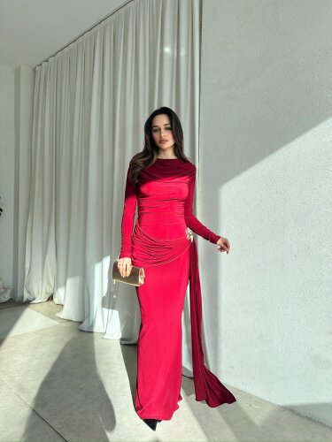 LOST Maxi Elbise 8644 - Bordo - 3