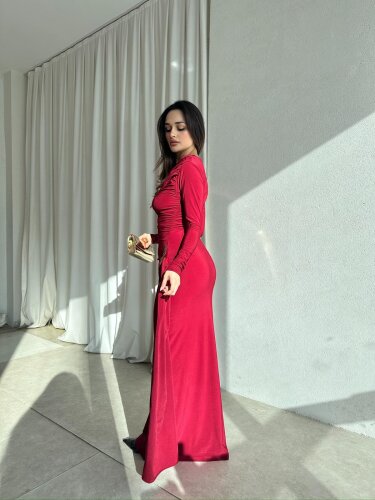 LOST Maxi Elbise 8644 - Bordo - 4