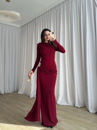 LOST Maxi Elbise 8644 - Bordo 
