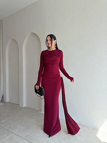 LOST Maxi Elbise 8644 - Bordo