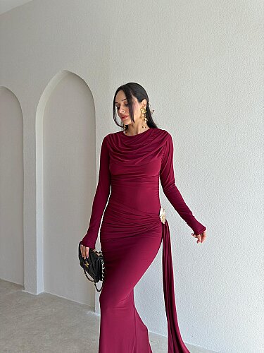 LOST Maxi Elbise 8644 - Bordo · 2