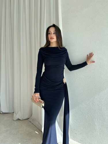 LOST Maxi Elbise 8644 - Lacivert - 3