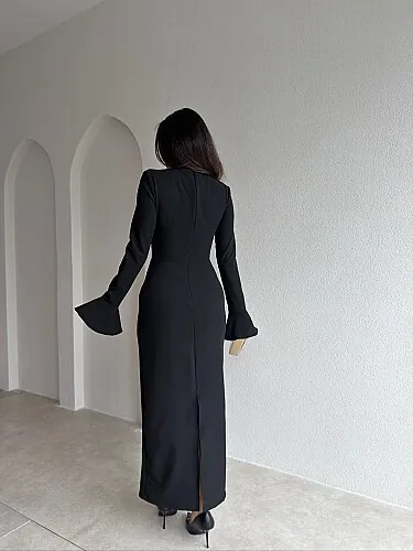 LUNAR Midi Elbise 4402 - Siyah - 3