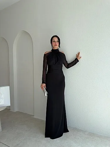 LUNİN Maxi Elbise 4181 - Siyah - Mooi Butik