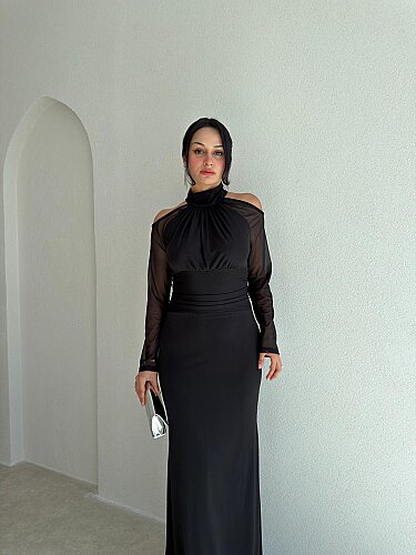 LUNİN Maxi Elbise 4181 - Siyah - 2