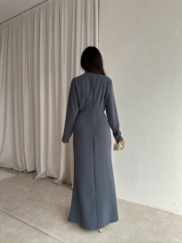 LUXE Maxi Elbise 8588 - Füme - 4