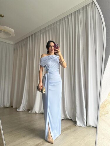 MAJA Maxi Elbise 8910 - Bebe Mavi - 3