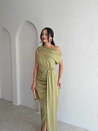 MAJA Maxi Elbise 8910 - Yağ Yeşili - 2