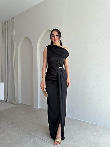 MAJA Maxi Elbise 8910 - Siyah - 1