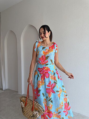 MARA Çiçek Detaylı Takım 3269 - Mavi - 2