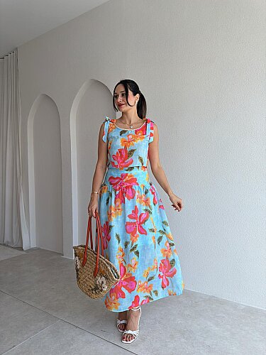 MARA Çiçek Detaylı Takım 3269 - Mavi - 1