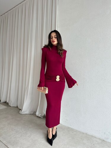 MARCUS Midi Elbise 8720 - Bordo - 3