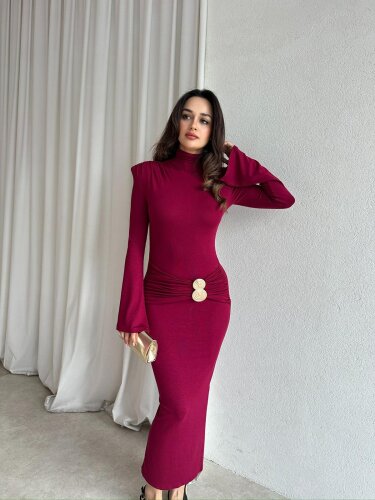 MARCUS Midi Elbise 8720 - Bordo 