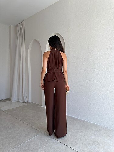 MARFA Broşlu Tulum 3767 - Acı Kahve - 3