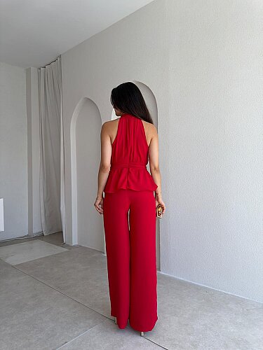 MARFA Broşlu Tulum 3767 - Kırmızı - 3