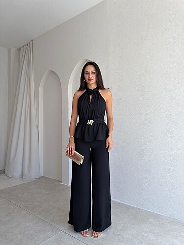 MARFA Broşlu Tulum 3767 - Siyah - 1