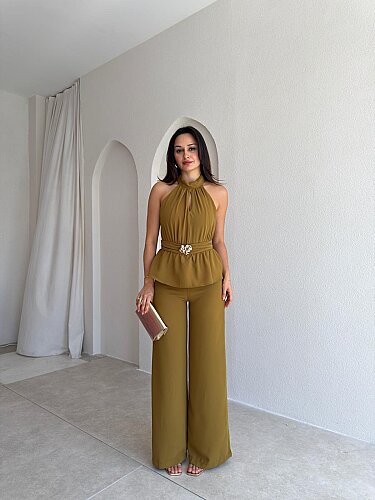 MARFA Broşlu Tulum 3767 - Yağ Yeşili - 1