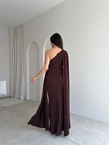MARİNEL Maxi Elbise 8936 - Acı Kahve - 3