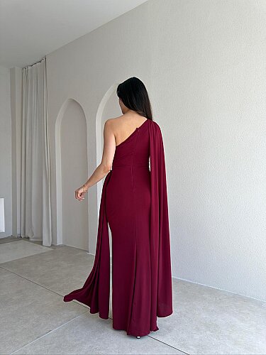 MARİNEL Maxi Elbise 8936 - Bordo - 3