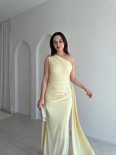MARİNEL Maxi Elbise 8936 - Sarı - 2