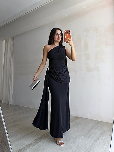 MARİNEL Maxi Elbise 8936 - Siyah - 4