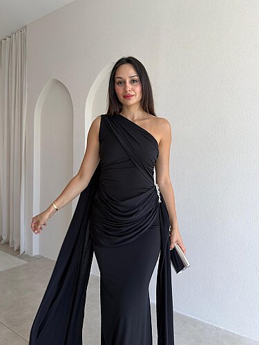 MARİNEL Maxi Elbise 8936 - Siyah - 2