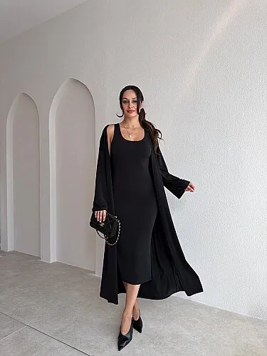 MARLEN Hırka&Elbise Takım 4219 - Siyah - Mooi Butik