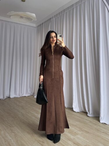 MARLY Süet Elbise 8743 - Kahverengi · 3