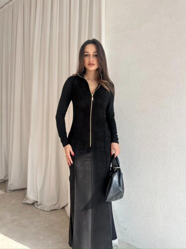 MARLY Süet Elbise 8743 - Siyah · 3