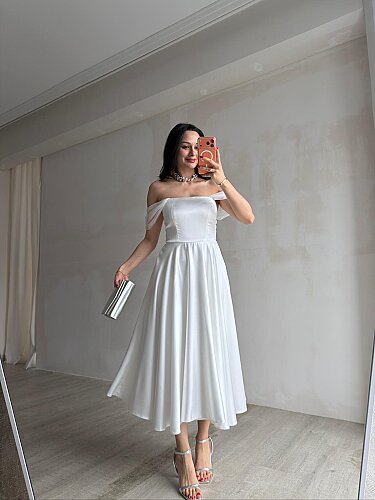MARX Midi Elbise 3572 - Beyaz - 4