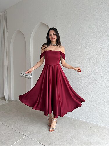 MARX Midi Elbise 3572 - Bordo 