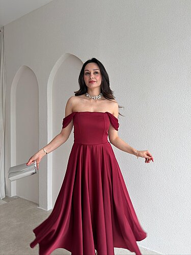 MARX Midi Elbise 3572 - Bordo - 2