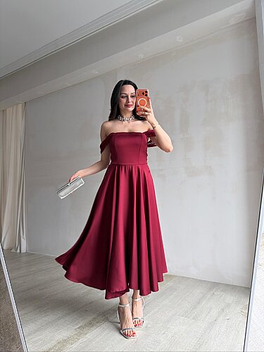 MARX Midi Elbise 3572 - Bordo - 4
