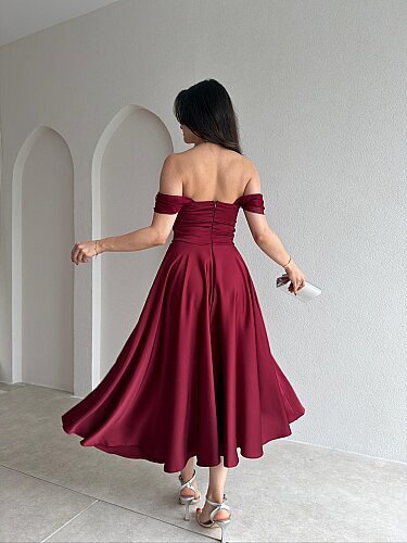 MARX Midi Elbise 3572 - Bordo - 3