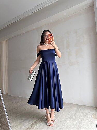 MARX Midi Elbise 3572 - Lacivert - 4