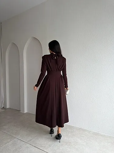 MATEO Midi Elbise 4317 - Acı Kahve - 3