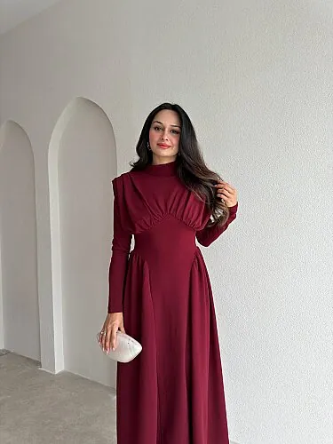 MATEO Midi Elbise 4317 - Bordo - 2