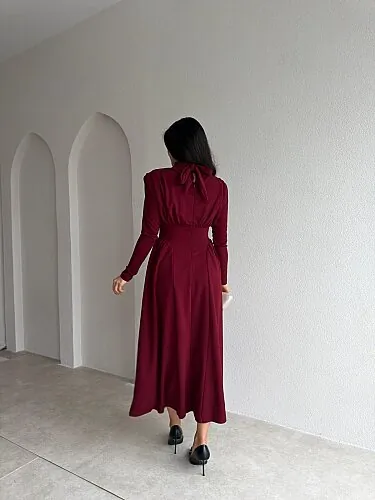 MATEO Midi Elbise 4317 - Bordo - 3