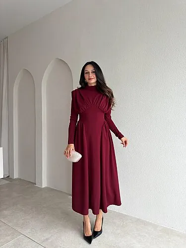 MATEO Midi Elbise 4317 - Bordo 