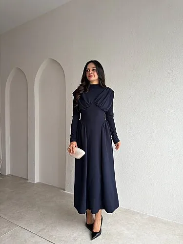 MATEO Midi Elbise 4317 - Lacivert - Mooi Butik
