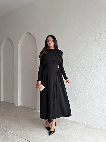MATEO Midi Elbise 4317 - Siyah - Mooi Butik